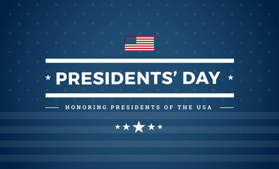 Wall Mural - Presidents day USA patriotic blue background with the US flag and stars - Presidents' day celebration vector patriotic sign