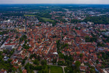 Fototapeta Morze - Aerial view of old town of the city Schwabach in Germany, Bavaria on a spring noon.	