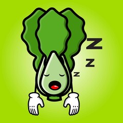 Wall Mural - cute lettuce cartoon mascot character