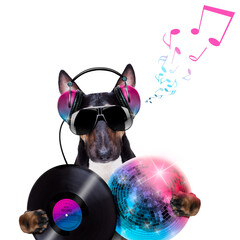 Wall Mural - dj disco dancing music dog