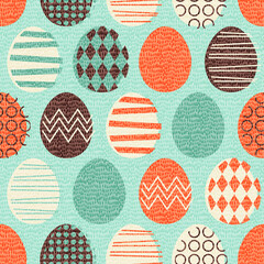 Mid century style colorful vector seamless easter egg pattern