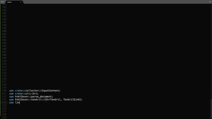 Wall Mural - rust programming language source code typing effect. rust programmer ticker colored commands editor 