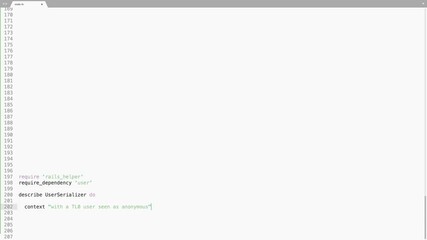 Wall Mural - ruby programming language source code typing effect. ruby programmer ticker colored commands editor 