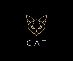 Wall Mural - Cat head Logo, Luxury Elegant with simple line art, monoline, outline style