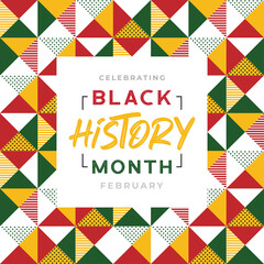 Wall Mural - African-Americans Black history month lettering on colorful triangle pattern background vector illustration