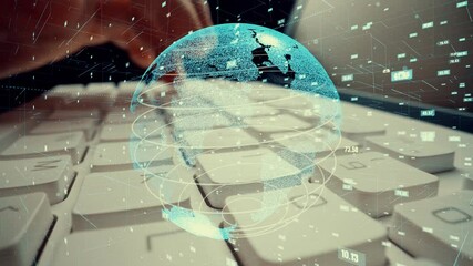 Wall Mural - man working on computer with graphic of mathematics coding modernization showing concept computer so