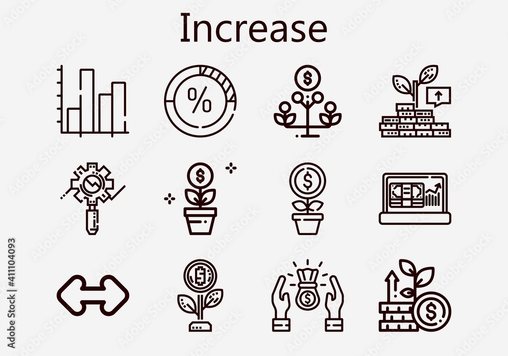 Illustration Stock Premium set of increase [S] icons. Simple increase ...