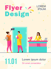 Poster - Woman visiting doctor with spinal pain. Hospital, backache, examination flat vector illustration. Medicine and healthcare concept for banner, website design or landing web page