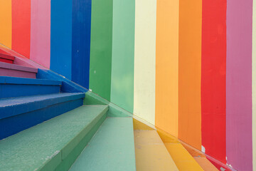 Wall Mural - Colorful stairs and colorful wall background