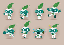 Modern Green Eco Robot Mascot Character Set