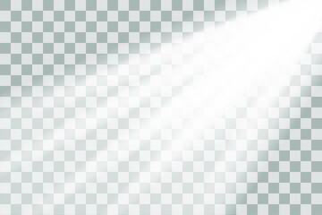 Wall Mural - shining sun glare rays, lens flare vector illustration. sunlight glowing png effect. white beam sunr