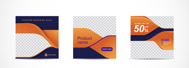 Canvas Print - Set square banner template for social media post and web internet ads.vector illustrations.	