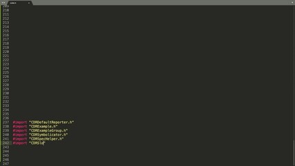 Wall Mural - objective-c programming language source code typing effect. objective-c programmer ticker colored co