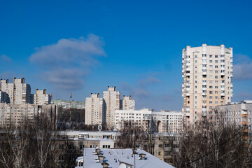 high building and blue sky