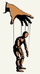 Wall Mural - Man is a puppet. Vector drawing