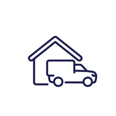 Wall Mural - Home delivery line icon, van and house