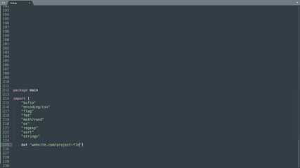 Wall Mural - go programming language source code typing effect. go programmer ticker colored commands editor scre
