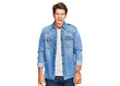 © Krakenimages.com - Handsome caucasian man wearing casual denim jacket sticking tongue out happy with funny expression. emotion concept.