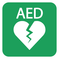 Canvas Print - AED,automated external defibrillator / aed sign with heart and electricity symbol flat vector icon	
