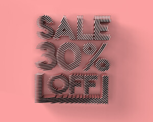 Canvas Print - 3D Render 30% OFF Sale Discount Banner - Discount offer 3D Illustration Design.