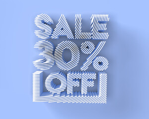 Canvas Print - 3D Render 30% OFF Sale Discount Banner - Discount offer 3D Illustration Design.