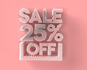 Wall Mural - 3D Render 25% OFF Sale Discount Banner - Discount offer 3D Illustration Design.