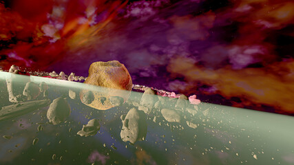 Wall Mural - Fragments of explosed planets .
