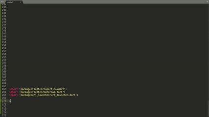 Wall Mural - dart programming language source code typing effect. dart programmer ticker colored commands editor 