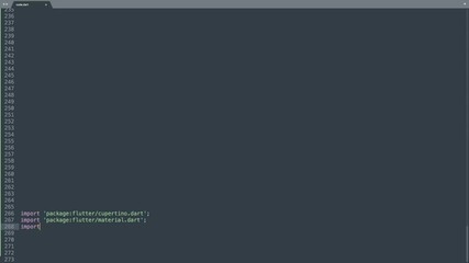 Wall Mural - dart programming language source code typing effect. dart programmer ticker colored commands editor 