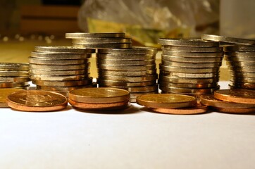 coins on a table