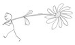 © Zdenek Sasek - Man or lover carrying big flower to his love, Valentine concept , vector cartoon stick figure or character illustration.