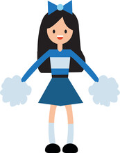 Cheerleader With Blue Outfit Icon Png Clip Art Flat Design