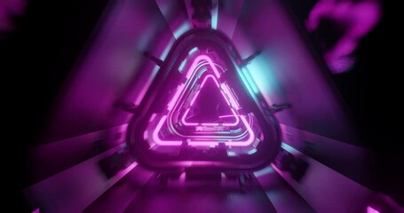 Wall Mural - fast motion of futuristic tech ultraviolet and blue neon rollercoaster tunnel loop. perfect for vj, 