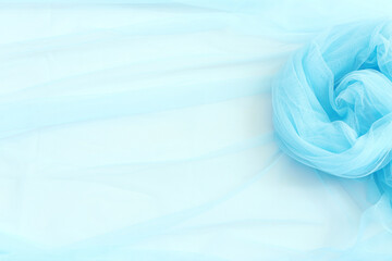 Wall Mural - Vintage pastel blue tulle chiffon texture background