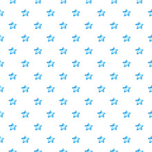 Watercolor Seamless Pattern.Watercolor Hand Painted Seamless Pattern Of Blue Stars For Baby Boy.