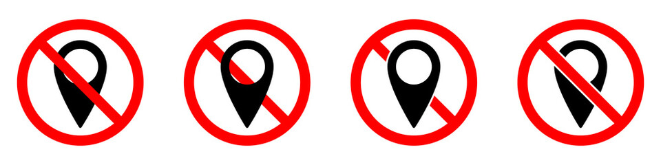 Wall Mural - no gps icon. map pointer ban icon. award is prohibited. vector icons set.