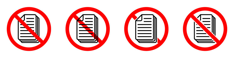 Poster - Stop or ban red round sign with document icon. File is prohibited