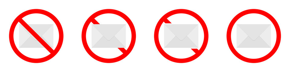 Wall Mural - mail ban icon. letter is prohibited. stop email icon.