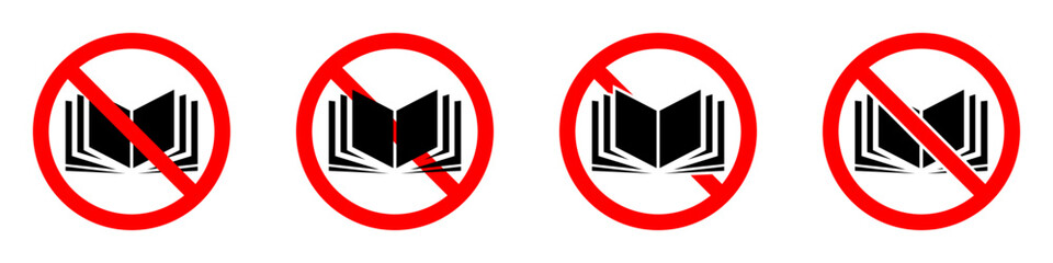 Wall Mural - no book icons set. vector illustration. reading of books is prohibited