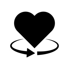 Wall Mural - heart rotation icon. 360 degree rotation. black heart icon. vector illustration.