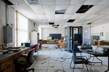 Interior View Of Server Room Inside Abandoned Office