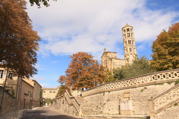 Wall Mural - Uzes Cathedral, a Roman Catholic church located in Uzes, France