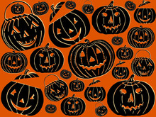 Halloween Pumpkin Pattern, Retro Jack-o-lantern Background, Vintage Halloween Design