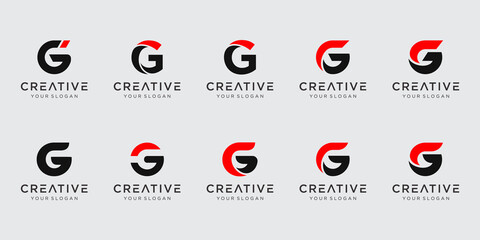 Set of abstract initial letter G logo template. icons for business of fashion, sport, automotive,