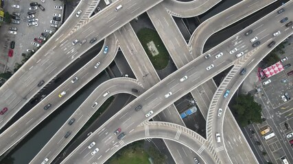 Wall Mural - Aerial photography of urban road overpass