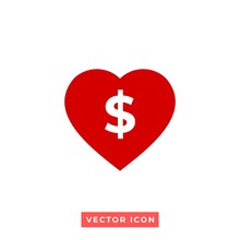 Illustration Of A Dollar Symbol Inside A Heart Chat Icon. Vector Symbol.