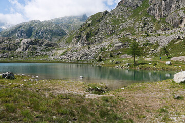 Bellissimo panorama delle montagne e laghi Cornisello nella Val Nambrone in Trentino, viaggi e paesaggi in Italia