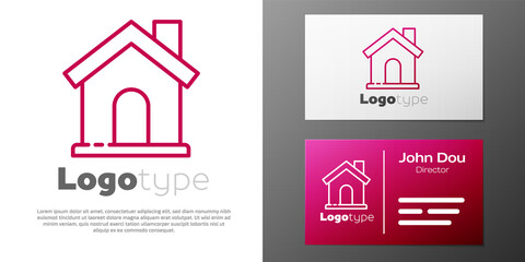 Sticker - Logotype line House icon isolated on white background. Home symbol. Logo design template element. Vector Illustration.