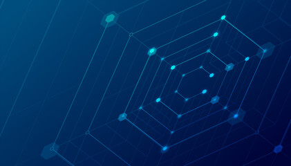 Wall Mural - abstract lines and dots connect background. technology connection digital data and big data concept.