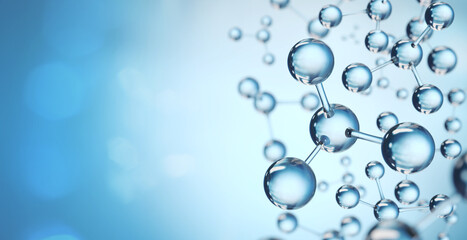 Wall Mural - science background with molecule or atom, abstract structure for science or medical background